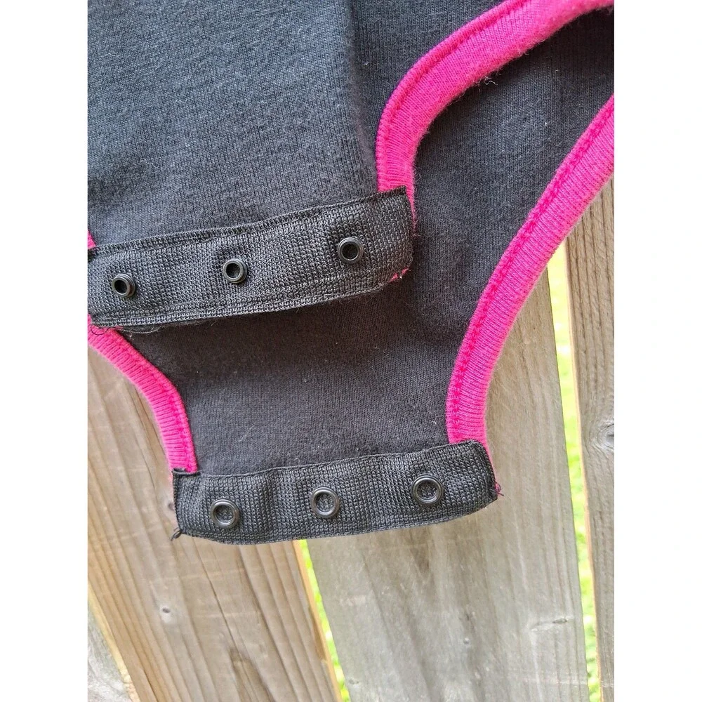 122 Harley Davidson One Piece Romper Infant 3/6M Baby Girl Black & Pink Sparkles